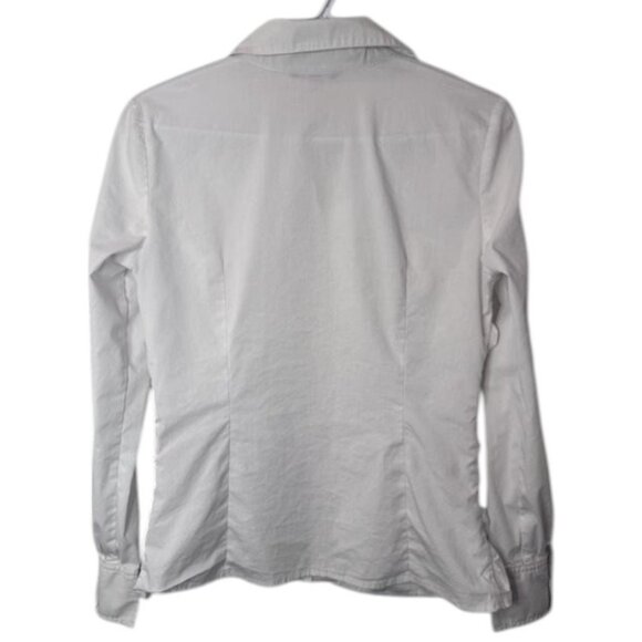 Brooks Brothers 346 long sleeve ruffled neck button up top white women's size 8 - Picture 5 of 6